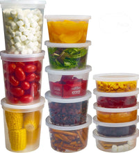 Food Storage Containers with Lids 8Oz, 16Oz, 32Oz Freezer Deli Cups Combo Pack, 44 Sets Bpa-Free Leakproof round Clear Takeout Container Meal Prep Microwavable, Airtight Lids (Mixed Sizes)