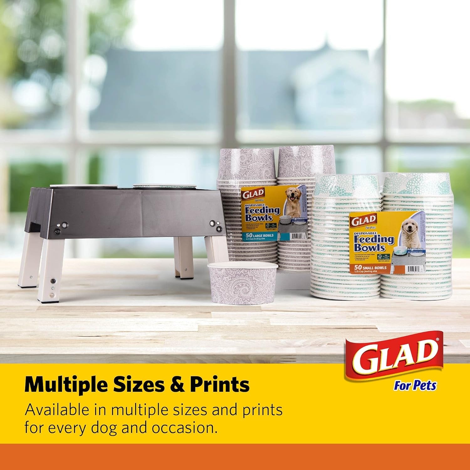 for Pets Disposable Feeding Bowls Small Dog Bowls in Gray Pattern 1.75 Cup Feeding Size, 25 Count Dog Bowls Are Great for Dry and Wet Dog Food or Water (Pack of 1, 25 Count Total)