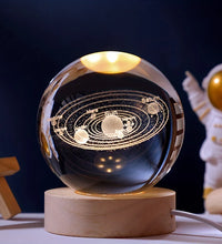 3D Solar System Nightlight, Crystal Glass Ball Light Holiday Gifts