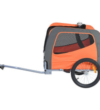 VEVOR Dog Bike Trailer, Supports up to 66 Lbs, Pet Cart Bicycle Carrier, Easy Folding Frame with Quick Release Wheels, Universal Bicycle Coupler, Reflectors, Flag, Collapsible to Store, Orange/Gray