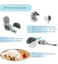Cat Toy, Interactive Automatic Moving Ball Bundle, Classic Mice and Feather in a Pack, Smart Electric Teaser with USB Rechargeable for Kitten and Pets