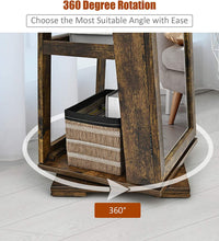 360° Swivel Jewelry Armoire with Higher Full Length Mirror, Standing Lockable Jewelry Cabinet Organizer, Large Storage Capacity, inside Makeup Mirror, Back Storage Shelves (Rustic Brown)
