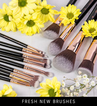 Beauty 15Piece Award Winning Professional Makeup Brush Set: Vegan Makeup Brushes with Case, Makeup Sponge, Brush Cleaner, Guide, Gift Box