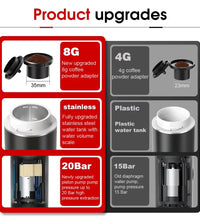 Wireless Electric Portable Espresso Coffee Machine for Car & Home Camping Coffee Maker 3-In-1 Capsule Powder Travel Coffee Maker