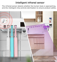 UV Light Sterilizer Toothbrush Holder Cleaner and Automatic Toothpaste Dispenser