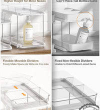 2 Pack Set under Sink Organizers and Storage, 2 Tier Sliding Bathroom Sink Organizer, Multi-Use under Kitchen Cabinet Storage Shelf (S&L), Transparent