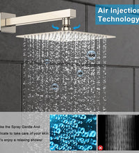 Rain Shower System Sets Faucet:  10 Inch Overhead Rainhead Shower Combo Set with Handheld and Valve-Luxury Modern Mixer Rainfall Brushed Nickel Shower Faucets Sets Complete