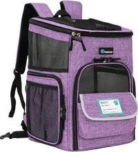 Dog Backpack Carrier, Airline Approved Cat Backpacks for Carrying Small Large Cats, Pet Carrier Back Pack, Ventilated Soft Sided for Travel, Hiking, Camping, Max 18 Lbs, Purple