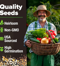 2,000+ Vegetable Seeds for Planting - 10 Heirloom Seeds for Planting Vegetables Indoors or Outdoors: Non-Gmo Kale, Lettuce, Tomato, Broccoli, Beans, Peas, Bell Peppers - Home Garden Survival Seeds