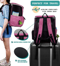 Dog Travel Bag Backpack, Airline Approved Dog Bags for Traveling, Puppy Diaper Bag Supplies, Pet Camping Essentials Hiking Accessories Dog Mom Gift, Food Container, Collapsible Bowls, Pink