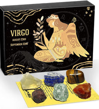 Virgo Crystals Gift Set, Zodiac Signs Healing Crystals Birthstones with Horoscope Box Set Virgo Astrology Crystals Healing Stones Gifts