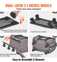 VEVOR Cat Carrier with Wheels, Airline Approved Rolling Pet Carrier with Telescopic Handle and Shoulder Strap, Dog Carrier with Wheels for Pets under 22 Lbs, with 1 Folding Bowl, Grey
