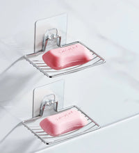 1Pc-Stainless Steel Soap Rack Punch-Free Nail-Free Bathroom Single Layer Drain Wall Hanging Sucker Soap Box Light Luxury Shelf
