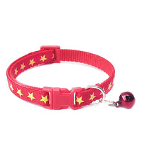 Pentagram & Reflective Cat Collar with Bell Basic Dog Cat Collar Buckle Adjustable Polyester Cat Dog Collar or Seatbelts