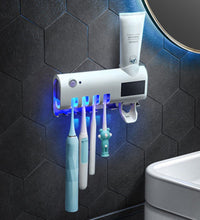 UV Light Sterilizer Toothbrush Holder Cleaner and Automatic Toothpaste Dispenser