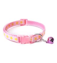 Pentagram & Reflective Cat Collar with Bell Basic Dog Cat Collar Buckle Adjustable Polyester Cat Dog Collar or Seatbelts