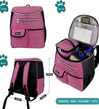 Dog Travel Bag Backpack, Airline Approved Dog Bags for Traveling, Puppy Diaper Bag Supplies, Pet Camping Essentials Hiking Accessories Dog Mom Gift, Food Container, Collapsible Bowls, Pink