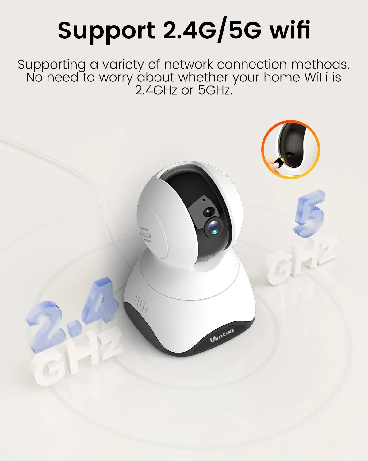2.5K QHD Indoor Security Camera, 2.4G&5Ghz Wifi, Pan/Tilt Home Camaras Monitor with Night Vision, Phone App, Audio, Motion Detection and Cloud & SD Card Storage,Pet/Dog/Cat/Baby Cam.