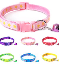 Pentagram & Reflective Cat Collar with Bell Basic Dog Cat Collar Buckle Adjustable Polyester Cat Dog Collar or Seatbelts