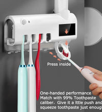 UV Light Sterilizer Toothbrush Holder Cleaner and Automatic Toothpaste Dispenser