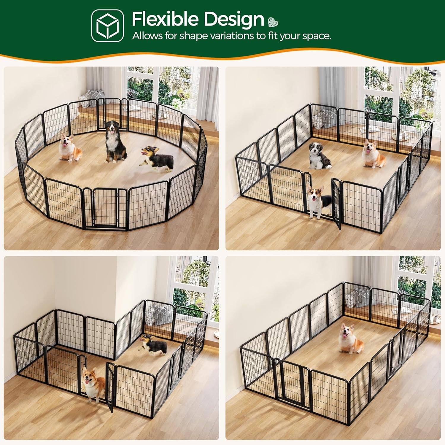 Dog Playpen Outdoor, 32 Inch 16 Panels Dog Pen Indoor Heavy Duty Puppy Exercise Pen Metal Pet Fence for RV Camping/Yard/Garden