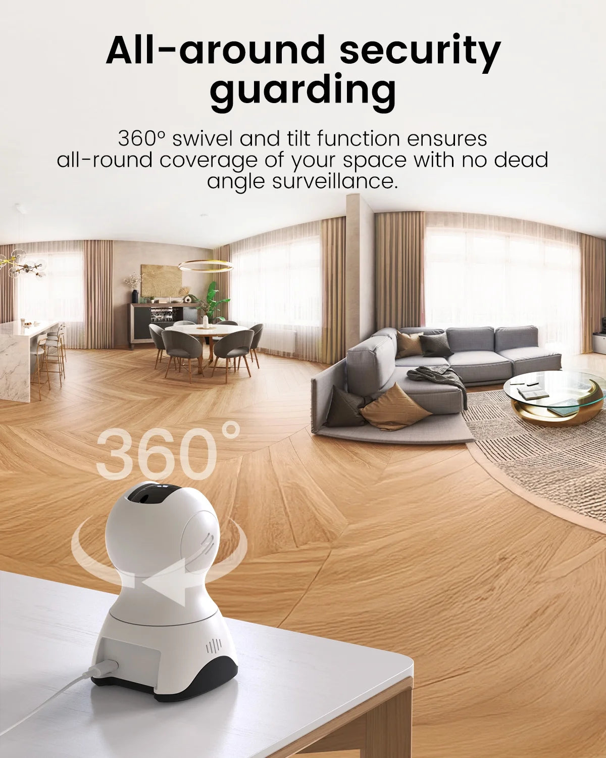 2.5K QHD Indoor Security Camera, 2.4G&5Ghz Wifi, Pan/Tilt Home Camaras Monitor with Night Vision, Phone App, Audio, Motion Detection and Cloud & SD Card Storage,Pet/Dog/Cat/Baby Cam.