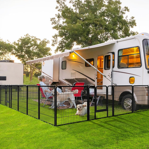 Dog Playpen Outdoor, 32 Inch 16 Panels Dog Pen Indoor Heavy Duty Puppy Exercise Pen Metal Pet Fence for RV Camping/Yard/Garden