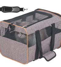VEVOR Cat Carrier with Wheels, Airline Approved Rolling Pet Carrier with Telescopic Handle and Shoulder Strap, Dog Carrier with Wheels for Pets under 22 Lbs, with 1 Folding Bowl, Grey