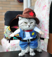 Pet Dog Cat Costume Cowboy Jeans Hoodie Shirts Halloween Costume Jumpsuit Puppy Clothes Funny Coat