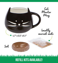 Organic Cat Grass Growing Kit with Black Cat Mug Planter