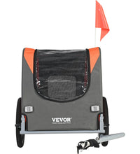 VEVOR Dog Bike Trailer, Supports up to 66 Lbs, Pet Cart Bicycle Carrier, Easy Folding Frame with Quick Release Wheels, Universal Bicycle Coupler, Reflectors, Flag, Collapsible to Store, Orange/Gray