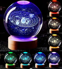 3D Solar System Nightlight, Crystal Glass Ball Light Holiday Gifts