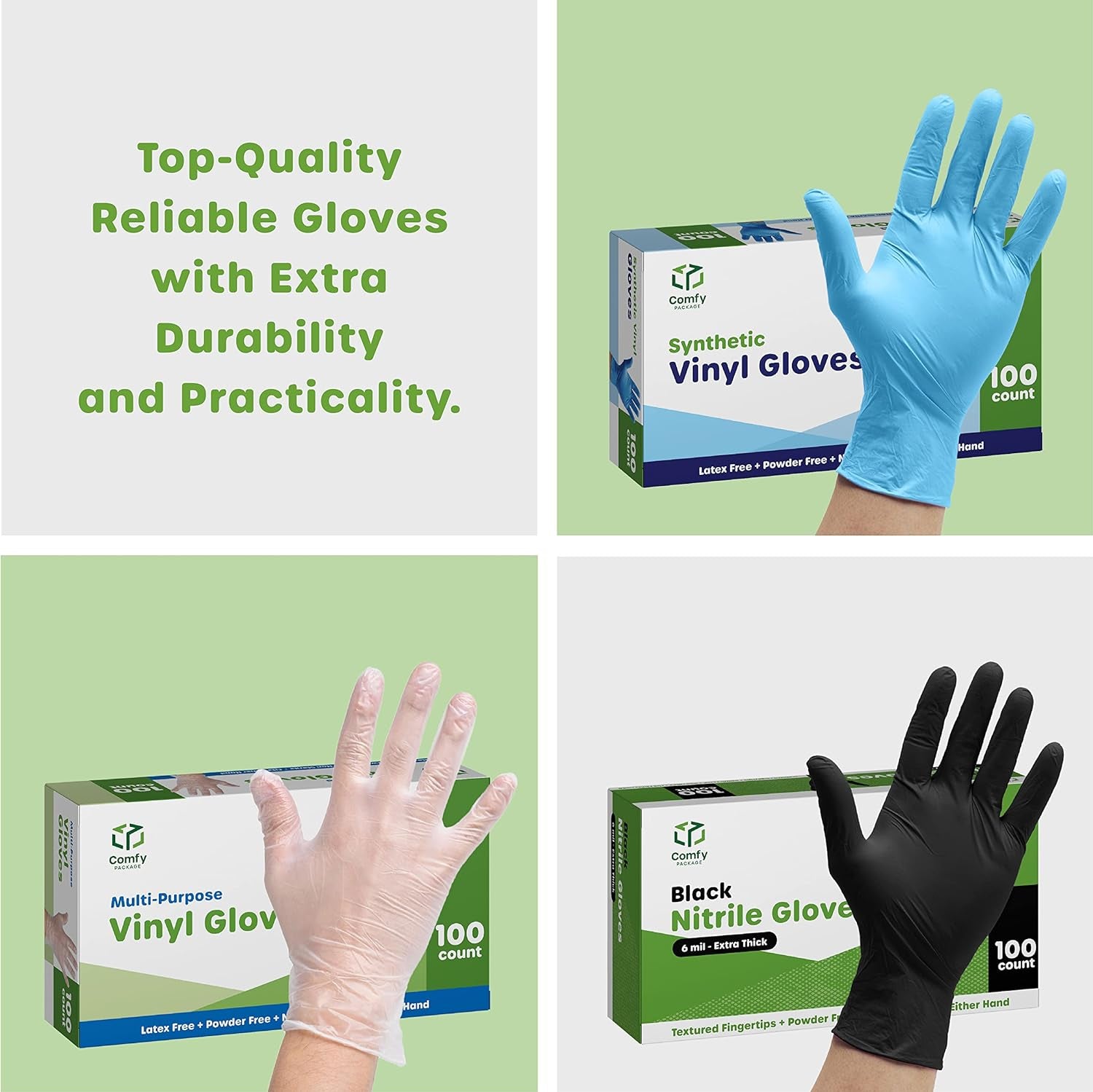 Nitrile Disposable Gloves - 4 Mil. | Latex & Rubber Free | Non-Sterile Powder Free