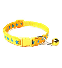 Pentagram & Reflective Cat Collar with Bell Basic Dog Cat Collar Buckle Adjustable Polyester Cat Dog Collar or Seatbelts