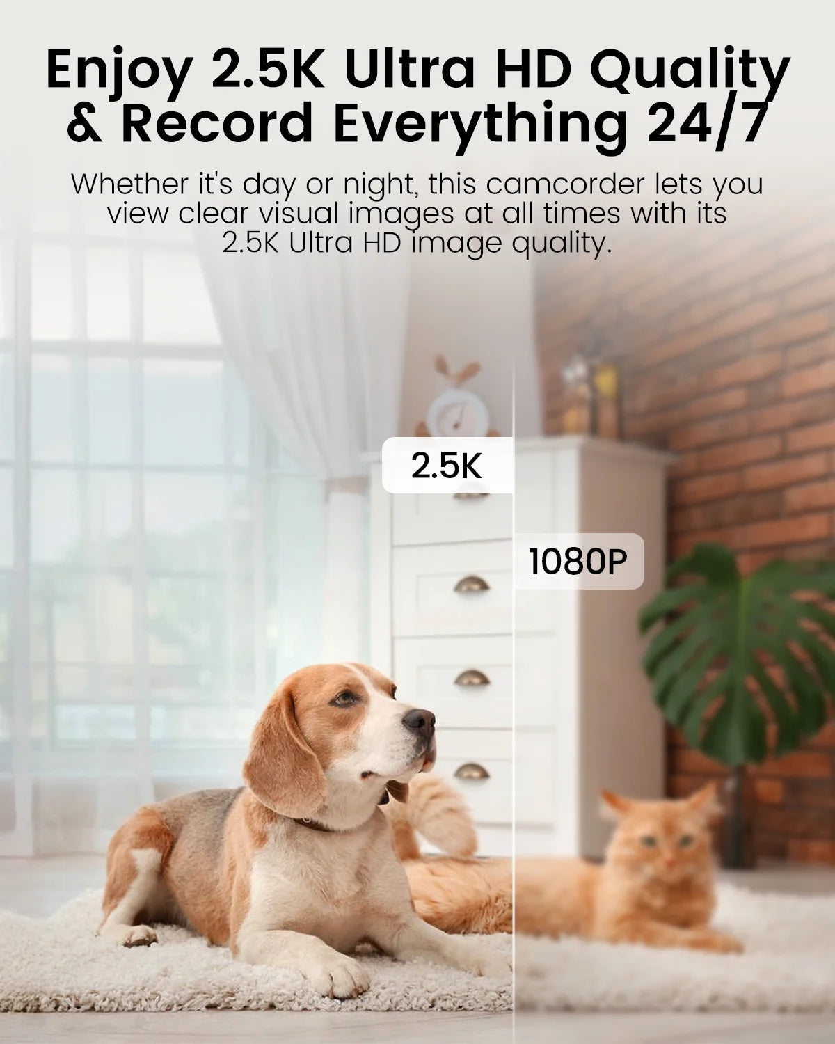 2.5K QHD Indoor Security Camera, 2.4G&5Ghz Wifi, Pan/Tilt Home Camaras Monitor with Night Vision, Phone App, Audio, Motion Detection and Cloud & SD Card Storage,Pet/Dog/Cat/Baby Cam.