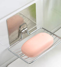 1Pc-Stainless Steel Soap Rack Punch-Free Nail-Free Bathroom Single Layer Drain Wall Hanging Sucker Soap Box Light Luxury Shelf