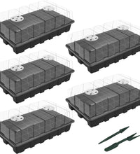 5-Set Seed Starter Tray Kits, Durable Plant Germination Trays with Humidity Vented Domes and Bases, Ideal for Seed Starting, Indoor Gardening, and Greenhouse (Total 200 Cells)