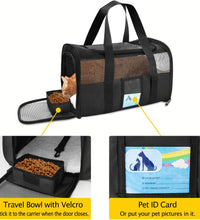 Pet Carrier Airline Approved, Cat Carriers for Medium Cats Small Cats, Soft Dog Carriers for Small Dogs Medium Dogs, TSA Approved Pet Carrier for Cats Dogs of 15 Lbs, Puppy Carrier,Black
