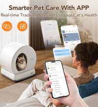 Self-Cleaning Cat Litter Box, Automatic Cat Litter Box with APP Control, Safety Sensors, Odor Isolation & Health Monitoring