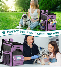Dog Backpack Carrier, Airline Approved Cat Backpacks for Carrying Small Large Cats, Pet Carrier Back Pack, Ventilated Soft Sided for Travel, Hiking, Camping, Max 18 Lbs, Purple