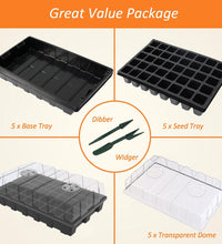 5-Set Seed Starter Tray Kits, Durable Plant Germination Trays with Humidity Vented Domes and Bases, Ideal for Seed Starting, Indoor Gardening, and Greenhouse (Total 200 Cells)
