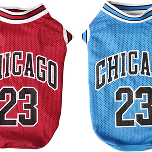 Dog Basketball Jersey Clothes Boy Girl Pet Vest Puppy Shirt Apparel Cute Summer Fashion Cotton Tshirt for Large Dogs, Medium & Small Chihuahua,Yorkies BLUE+RED Large-Back,13.78In ,Chest 18.9In
