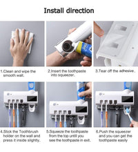 UV Light Sterilizer Toothbrush Holder Cleaner and Automatic Toothpaste Dispenser