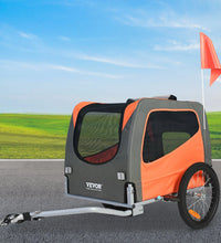 VEVOR Dog Bike Trailer, Supports up to 66 Lbs, Pet Cart Bicycle Carrier, Easy Folding Frame with Quick Release Wheels, Universal Bicycle Coupler, Reflectors, Flag, Collapsible to Store, Orange/Gray