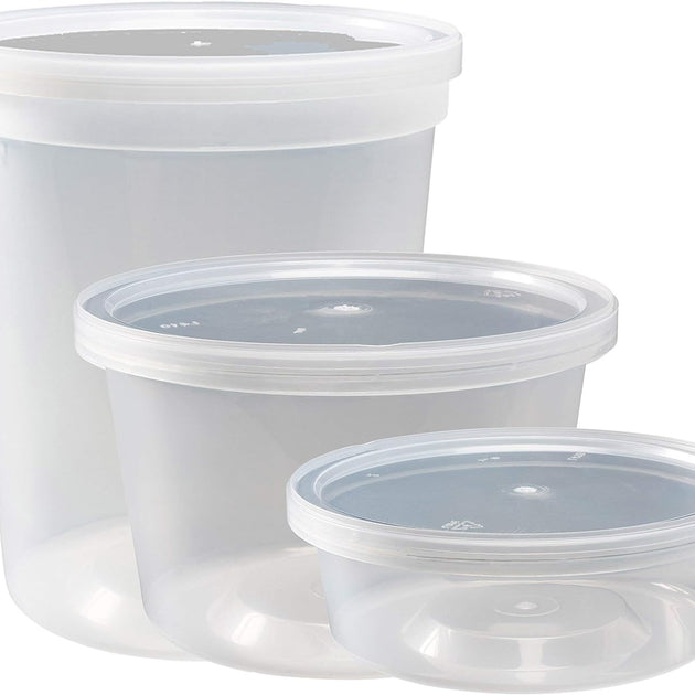 Food Storage Containers with Lids 8Oz, 16Oz, 32Oz Freezer Deli Cups Combo Pack, 44 Sets Bpa-Free Leakproof round Clear Takeout Container Meal Prep Microwavable, Airtight Lids (Mixed Sizes)