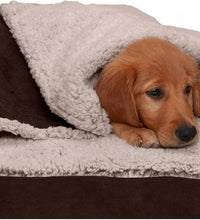 Cooling Gel Dog Bed for Medium/Small Dogs W/ Removable Washable Cover, for Dogs up to 35 Lbs - Berber & Suede Blanket Top Mattress - Espresso, Medium