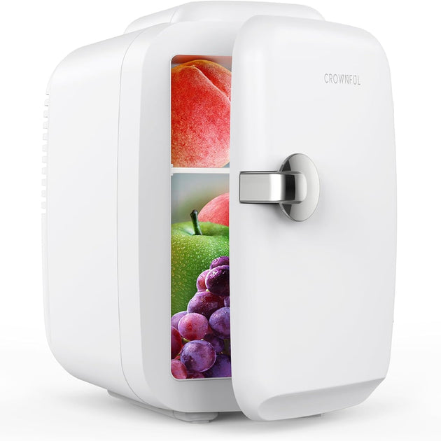 Mini Fridge, 4 Liter/6 Can Portable Cooler and Warmer Personal Refrigerator for Skin Care, Cosmetics, Beverage, Food,Great for Bedroom, Office, Car, Dorm, ETL Listed (White)
